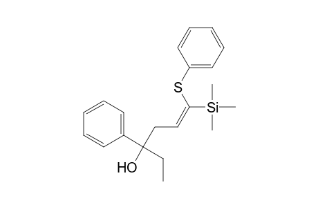 4-Hydroxy-4-phenyl-1-(phenylthio)-1-(trimethylsilyl)-1-hexene