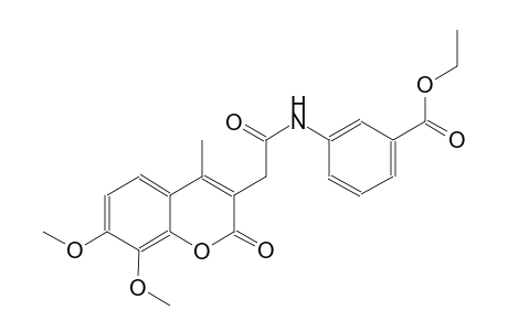benzoic acid, 3-[[(7,8-dimethoxy-4-methyl-2-oxo-2H-1-benzopyran-3-yl)acetyl]amino]-, ethyl ester