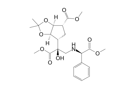 (1R,2S,3R,4S,1'S)-(-)-2,3-Isopropylidenedioxy-4-(1'-hydroxy-1'-[(R)-.alpha.-methoxycarbonylbenzylaminomethyl]-1'-methoxycarbonylmethyl)cyclopentane-1-carboxylic acid methyl ester