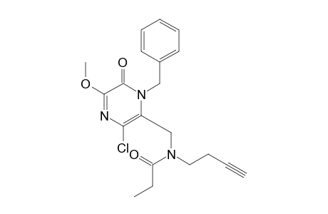 6-(N-(1-oxopropyl)-3-butynylaminomethyl)-5-chloro-3-methoxy-1-benzyl-2(1H)-pyrazinone