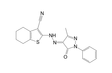 (E)-2-(2-(3-Methyl-5-oxo-1-phenyl-1H-pyrazol-4(5H)-ylidene)hydrazinyl)-4,5,6,7-tetrahydrobenzo[b]thiophene-3-carbonitrile