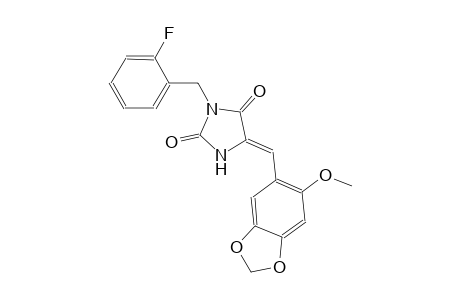 (5Z)-3-(2-fluorobenzyl)-5-[(6-methoxy-1,3-benzodioxol-5-yl)methylene]-2,4-imidazolidinedione
