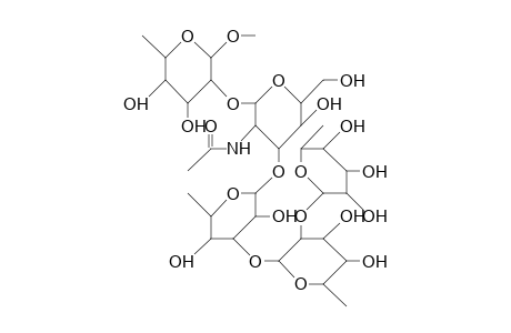 Methyl 2-O-(2'-acetamido-2'-deoxy-3'-O-[3'-O-(2''-O-[A-L-rhap]-A-L-rhap)-A-L-rhap]-B-D-glcp)-A-L-rhamnopyranoside