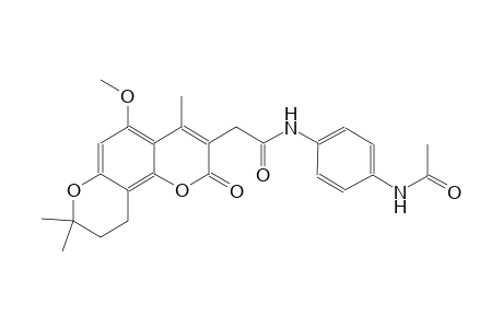 N-(4-acetamidophenyl)-2-(5-methoxy-4,8,8-trimethyl-2-oxo-2,8,9,10-tetrahydropyrano[2,3-f]chromen-3-yl)acetamide