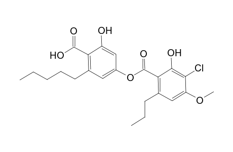 Benzoic acid, 3-chloro-2-hydroxy-4-methoxy-6-propyl-, 4-carboxy-3-hydroxy-5-pentylphenyl ester