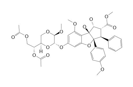 6-O-DEMETHYL-6-[6-(1,2-DIACETOXYETHYL)-3-METHOXY-1,4-DIOXAN-2-YL]-AGLAFOLIN
