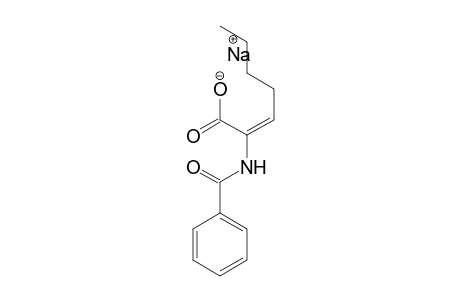 2-Heptenoic acid, 2-(benzoylamino)-, monosodium salt