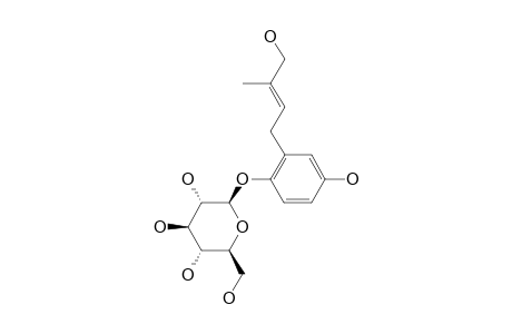 1-O-BETA-GLUCOPYRANOSYL-1,4-DIHYDROXY-2-(3'-HYDROXYMETHYL-3'-METHYLALLYL)-BENZENE