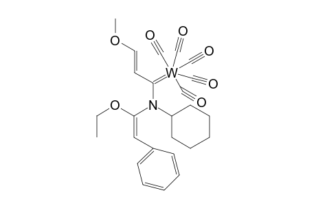 (E)-pentacarbonyl{1-[cyclohexyl(.beta.-ethoxystyryl)amino]-(E)-3-methoxy-2-propenylidene}tungstene(0)