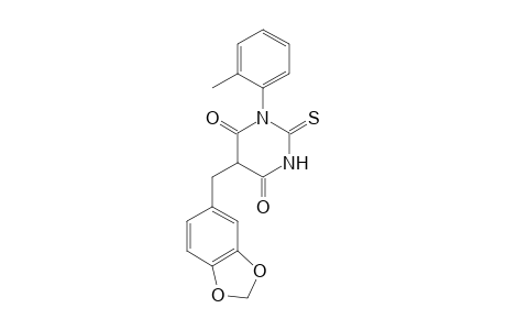 Pyrimidine-4,6-dione, hexahydro-5-(3,4-methylenedioxybenzyl)-1-(2-methylphenyl)-2-thioxo-
