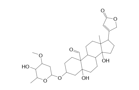 Card-20(22)-enolide, 3-[(2,6-dideoxy-3-O-methyl-.beta.-D-ribo-hexopyranosyl)oxy]-5,14-dihydroxy-19-oxo-, (3.beta.,5.beta.)-