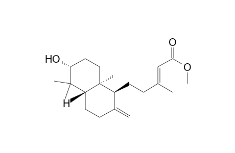 2-Pentenoic acid, 5-(decahydro-6-hydroxy-5,5,8a-trimethyl-2-methylene-1-naphthalenyl)-3 -methyl-, methyl ester, [1S-(1.alpha.,4a.beta.,6.alpha.,8a.alpha.)]-