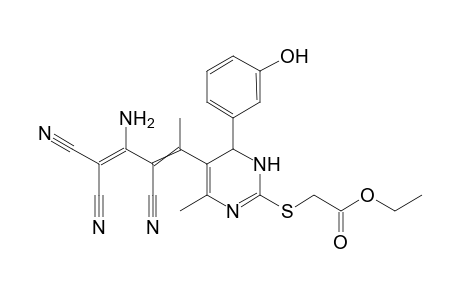 Ethyl ({5-[3-amino-2,4,4-tricyano-1-methylbuta-1,3-dien-1-yl]-6-(3-hydroxyphenyl)-4-methyl-1,6-dihydropyrimidin-2-yl}thio)acetate