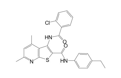 3-C-(2-chlorobenzene)-2-N-(4-ethylphenyl)-4,6-dimethylthieno[2,3-b]pyridine-2,3-diamido