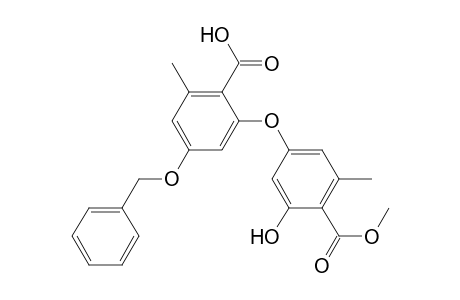 Benzoic acid, 4-[2-carboxy-3-methyl-5-(phenylmethoxy)phenoxy]-2-hydroxy-6-methyl-, 1-methyl ester