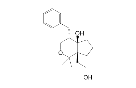 (1R*,2S*,6R*)-2-Benzyl-5,5-dimethyl-6-(2-hydroxyethyl)-4-oxabicyclo[4.3.0]decan-1-ol