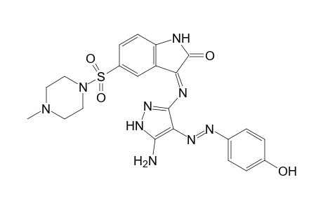 (E)-3-({5-Amino-4-[(E)-(4-hydroxyphenyl)diazinyl]-1H-pyrazol-3-yl}imino)-5-[(4-methylpiperazin-1-yl)sulfonyl]indolin-2-one