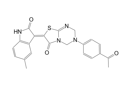 (7Z)-3-(4-acetylphenyl)-7-(5-methyl-2-oxo-1,2-dihydro-3H-indol-3-ylidene)-3,4-dihydro-2H-[1,3]thiazolo[3,2-a][1,3,5]triazin-6(7H)-one