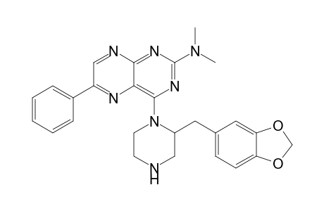 2-Dimethylamino-6-phenyl-4-(3,4-methylenedioxybenzylpiperazino)pteridine