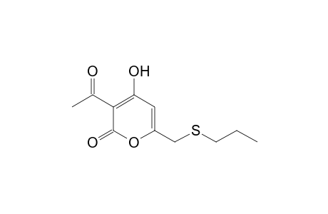 2H-Pyran-2-one, 3-acetyl-4-hydroxy-6-[(propylthio)methyl]-