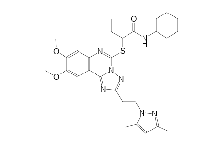 N-cyclohexyl-2-({2-[2-(3,5-dimethyl-1H-pyrazol-1-yl)ethyl]-8,9-dimethoxy[1,2,4]triazolo[1,5-c]quinazolin-5-yl}sulfanyl)butanamide