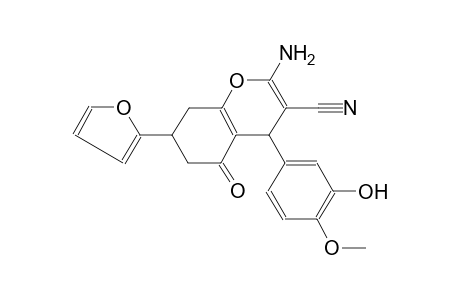 4H-1-benzopyran-3-carbonitrile, 2-amino-7-(2-furanyl)-5,6,7,8-tetrahydro-4-(3-hydroxy-4-methoxyphenyl)-5-oxo-
