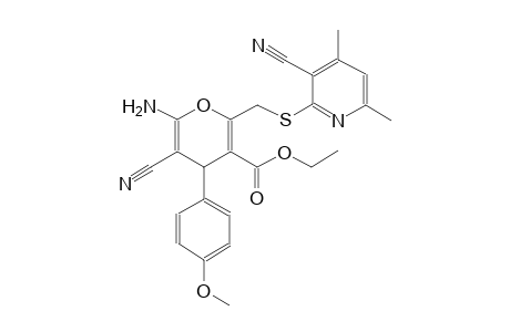 4H-pyran-3-carboxylic acid, 6-amino-5-cyano-2-[[(3-cyano-4,6-dimethyl-2-pyridinyl)thio]methyl]-4-(4-methoxyphenyl)-, ethyl ester