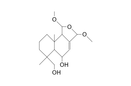 5a-Hydroxy-6a-hydroxymethyl-1,3-dimethoxy-6,9a-dimethyl-1,2,5,5a,6,7,8,9,9a,9b-decahydro-naphtho(1,2-C)furan