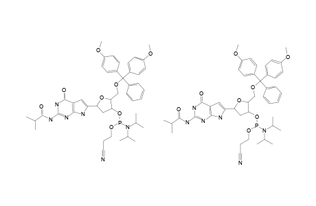 #13;2-ISOBUTYRYLAMINO-6-[2-DEOXY-5-O-(4,4'-DIMETHOXYTRITYL)-BETA-D-ERYTHRO-PENTOFURANOSYL]-7H-PYRROLO-[2,3-D]-PYRIMIDIN-4(3H)-ONE-3'-(2-CYANOETHYL-N,N-DIISOPRO