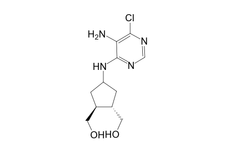 (+-)-(1.beta.,2.alpha.,4.beta.)-4-[(5-Amino-6-chloropyrimidin-4-yl)amino]-1,2-cyclopentanedimethanol