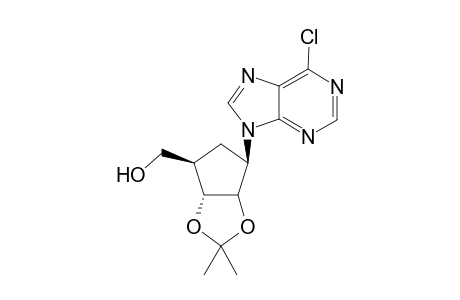 (+-)-9-[.beta.-(2.alpha.,3.alpha.-Di-O-isopropylidene-4.beta,(hydroxymethyl)cyclopentyl)-6-chloropurine