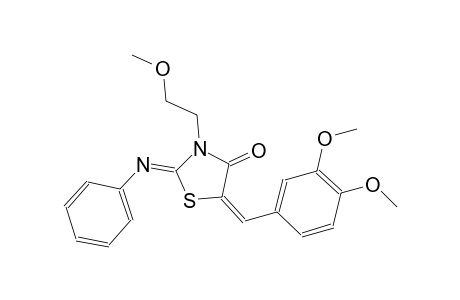 (2Z,5E)-5-(3,4-dimethoxybenzylidene)-3-(2-methoxyethyl)-2-(phenylimino)-1,3-thiazolidin-4-one
