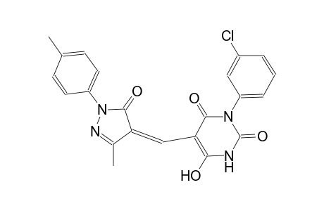 3-(3-chlorophenyl)-6-hydroxy-5-{(Z)-[3-methyl-1-(4-methylphenyl)-5-oxo-1,5-dihydro-4H-pyrazol-4-ylidene]methyl}-2,4(1H,3H)-pyrimidinedione