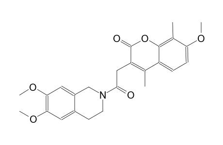 2H-1-benzopyran-2-one, 3-[2-(3,4-dihydro-6,7-dimethoxy-2(1H)-isoquinolinyl)-2-oxoethyl]-7-methoxy-4,8-dimethyl-