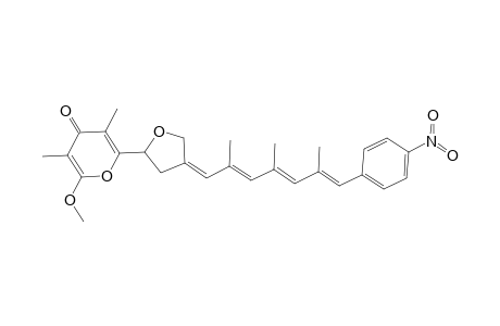 4H-Pyran-4-one, 2-methoxy-3,5-dimethyl-6-[tetrahydro-4-[2,4,6-trimethyl-7-(4-nitrophenyl)-2,4,6-heptatrienylidene]-2-furanyl]-, (+)-
