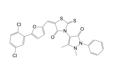 (5E)-5-{[5-(2,5-dichlorophenyl)-2-furyl]methylene}-3-(1,5-dimethyl-3-oxo-2-phenyl-2,3-dihydro-1H-pyrazol-4-yl)-2-thioxo-1,3-thiazolidin-4-one