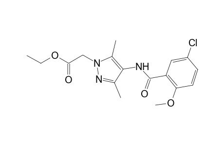 2-[4-[(5-chloro-2-methoxy-benzoyl)amino]-3,5-dimethyl-pyrazol-1-yl]acetic acid ethyl ester