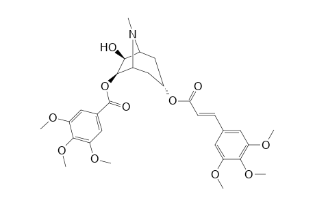 7.beta.-Hydroxy-6.beta.-(3,4,5-trimethoxybenzoyloxy)-3.alpha.-(E)-(3,4,5-trimethoxycinnamoyloxy)tropane