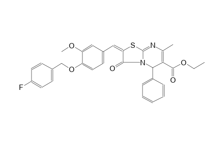 ethyl (2E)-2-{4-[(4-fluorobenzyl)oxy]-3-methoxybenzylidene}-7-methyl-3-oxo-5-phenyl-2,3-dihydro-5H-[1,3]thiazolo[3,2-a]pyrimidine-6-carboxylate
