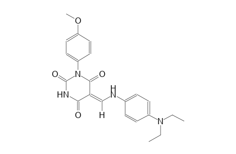 (5Z)-5-{[4-(diethylamino)anilino]methylene}-1-(4-methoxyphenyl)-2,4,6(1H,3H,5H)-pyrimidinetrione