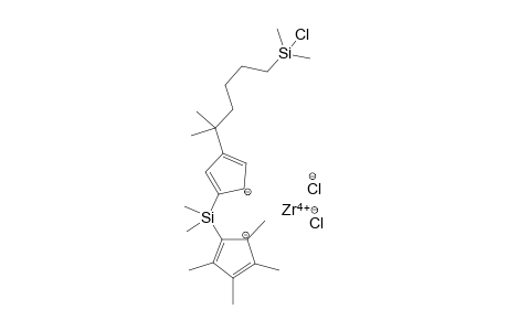 zirconium(IV) 2-((4-(6-(chlorodimethylsilyl)-2-methylhexan-2-yl)cyclopenta-3,5-dien-2-ide-1-yl)dimethylsilyl)-1,3,4,5-tetramethylcyclopenta-2,4-dien-1-ide dichloride