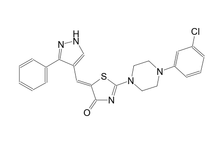 (5Z)-2-[4-(3-chlorophenyl)-1-piperazinyl]-5-[(3-phenyl-1H-pyrazol-4-yl)methylene]-1,3-thiazol-4(5H)-one