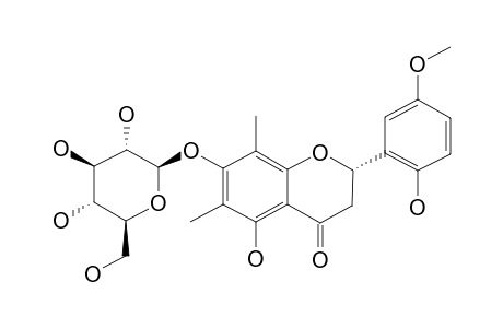 MYRCIACITRIN-II;6,8-DIMETHYL-5'-METHOXY-5,7,2'-TRIHYDROXYFLAVANONE-7-O-BETA-D-GLUCOPYRANOSIDE