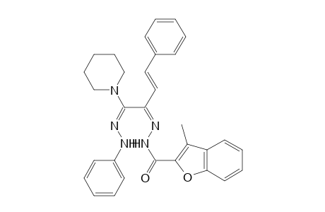 (1E,2Z,3E)-1-(Piperidin-1-yl)-1-(phenylhydrazono)-2-[(3-methylbenzofuran-2-oyl)hydrazono]-4-phenylbut-3-ene