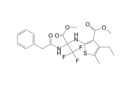 2-[[1-carbomethoxy-2,2,2-trifluoro-1-[(2-phenylacetyl)amino]ethyl]amino]-4-ethyl-5-methyl-thiophene-3-carboxylic acid methyl ester