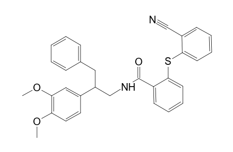 2-[(2-Cyanophenyl)sulfanyl]-N-[2-(3,4-dimethoxyphenyl)-3-phenylpropyl]benzenecarboxamide