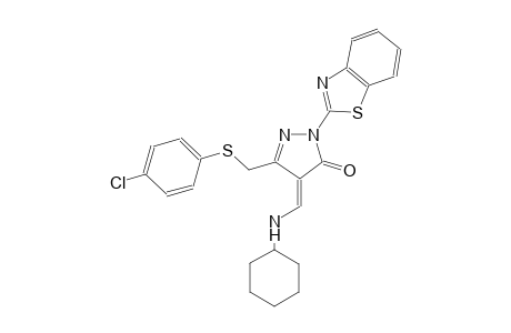 (4E)-2-(1,3-benzothiazol-2-yl)-5-{[(4-chlorophenyl)sulfanyl]methyl}-4-[(cyclohexylamino)methylene]-2,4-dihydro-3H-pyrazol-3-one