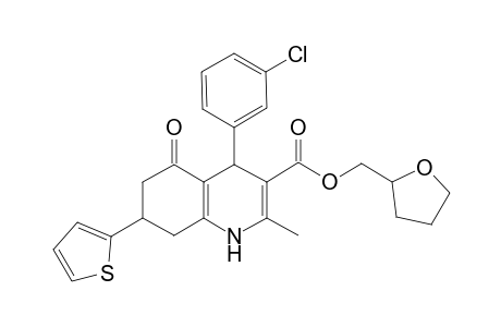 4-(3-Chlorophenyl)-2-methyl-5-oxo-7-thiophen-2-yl-4,6,7,8-tetrahydro-1H-quinoline-3-carboxylic acid 2-oxolanylmethyl ester