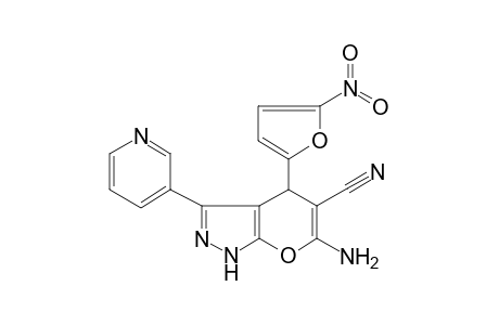 6-Amino-4-(5-nitro-2-furanyl)-3-(3-pyridinyl)-2,4-dihydropyrano[2,3-c]pyrazole-5-carbonitrile