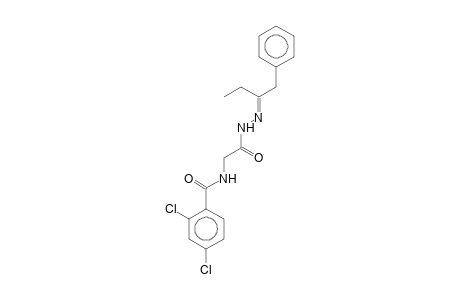 2,4-bis(chloranyl)-N-[2-oxidanylidene-2-[(2E)-2-(1-phenylbutan-2-ylidene)hydrazinyl]ethyl]benzamide